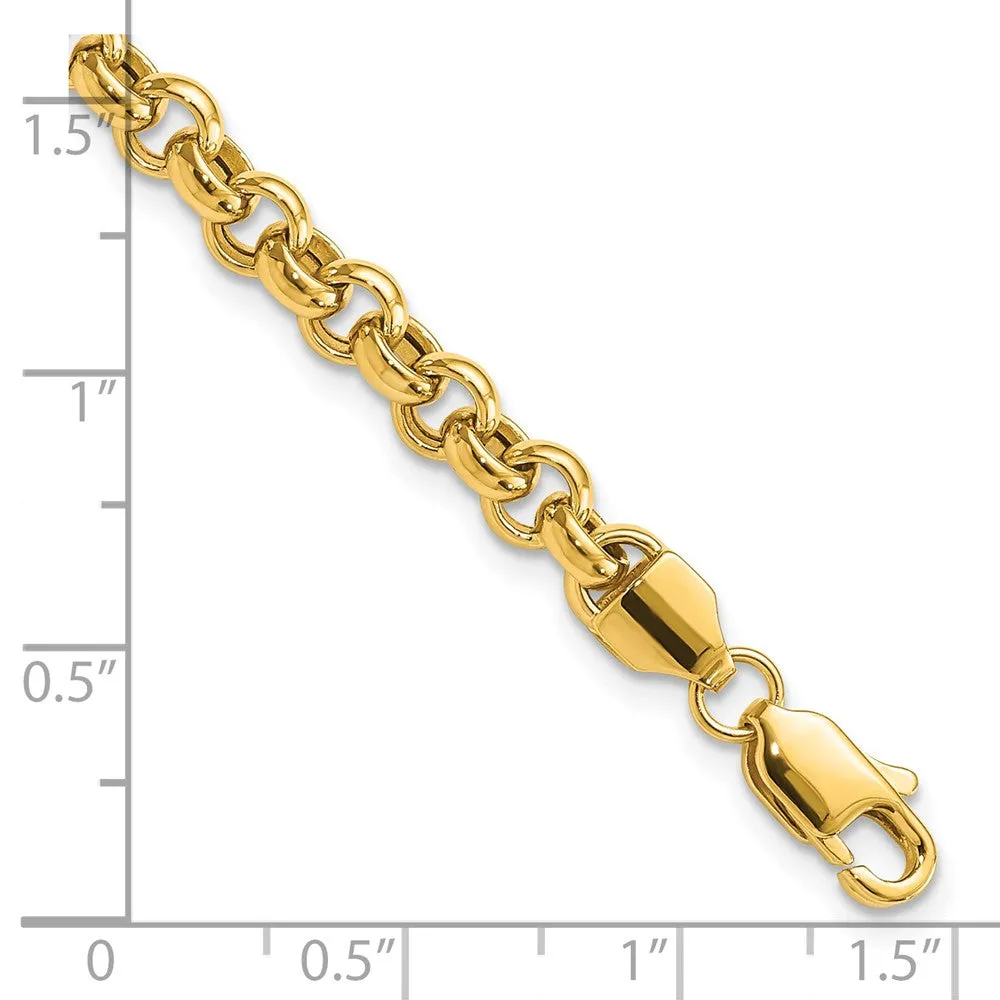14k 8.5in 5mm Polished Fancy Rolo Link Bracelet