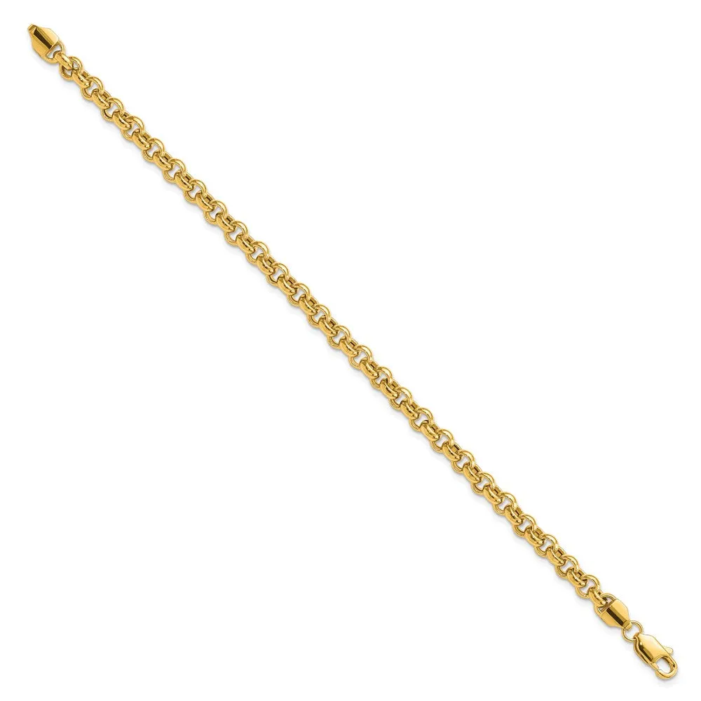 14k 8.5in 5mm Polished Fancy Rolo Link Bracelet