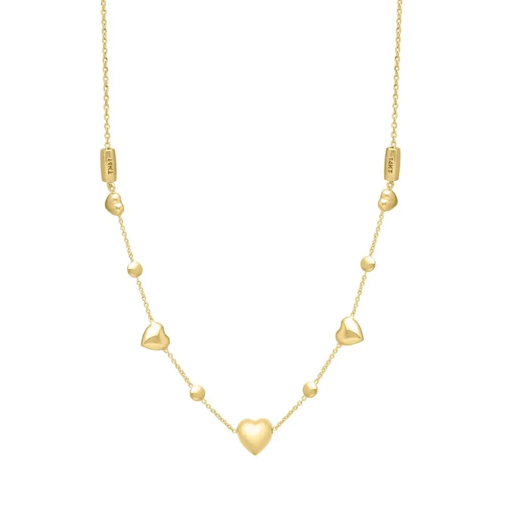 14K Adjustable Puff Heart Necklace