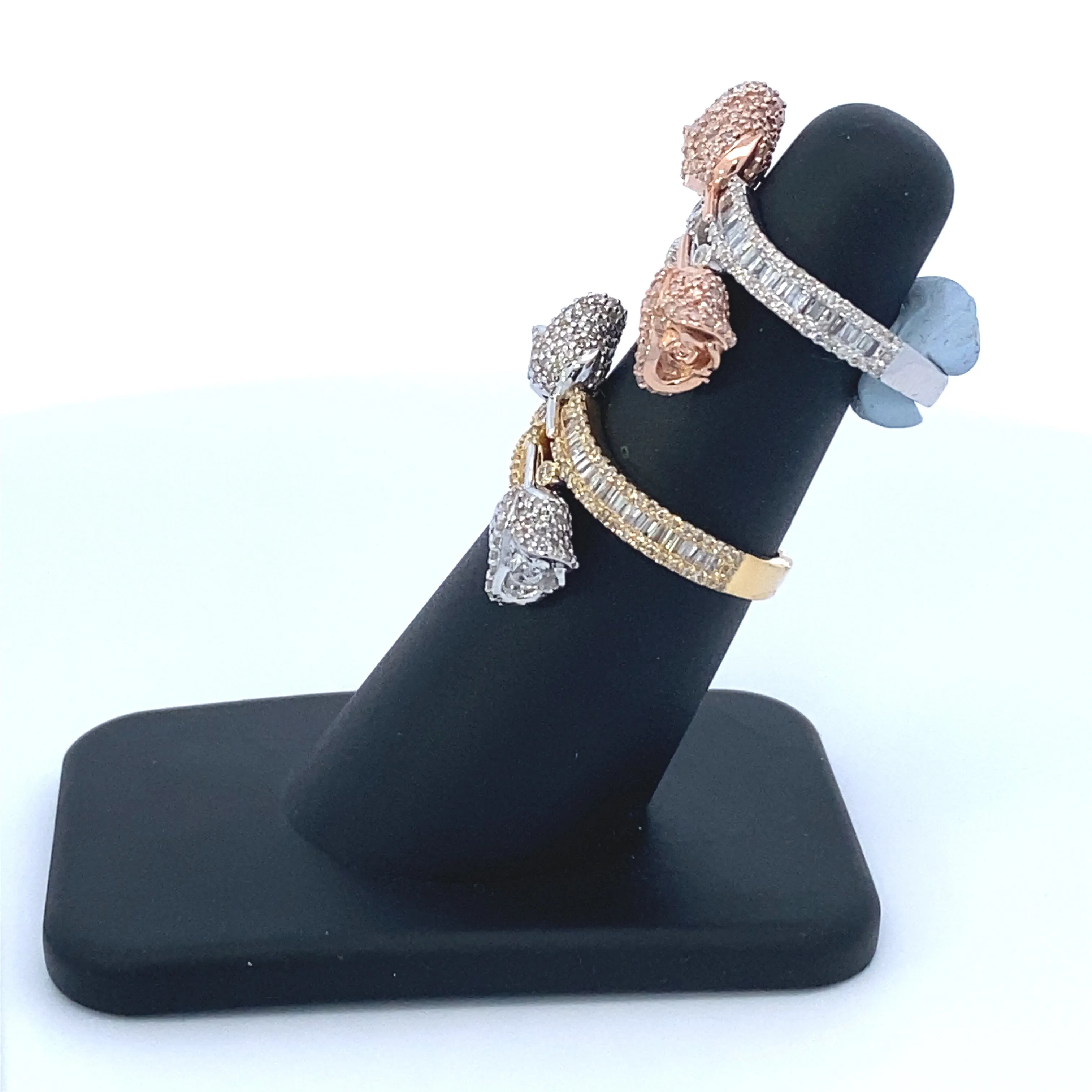 14K Diamond Baguette Flower Ring
