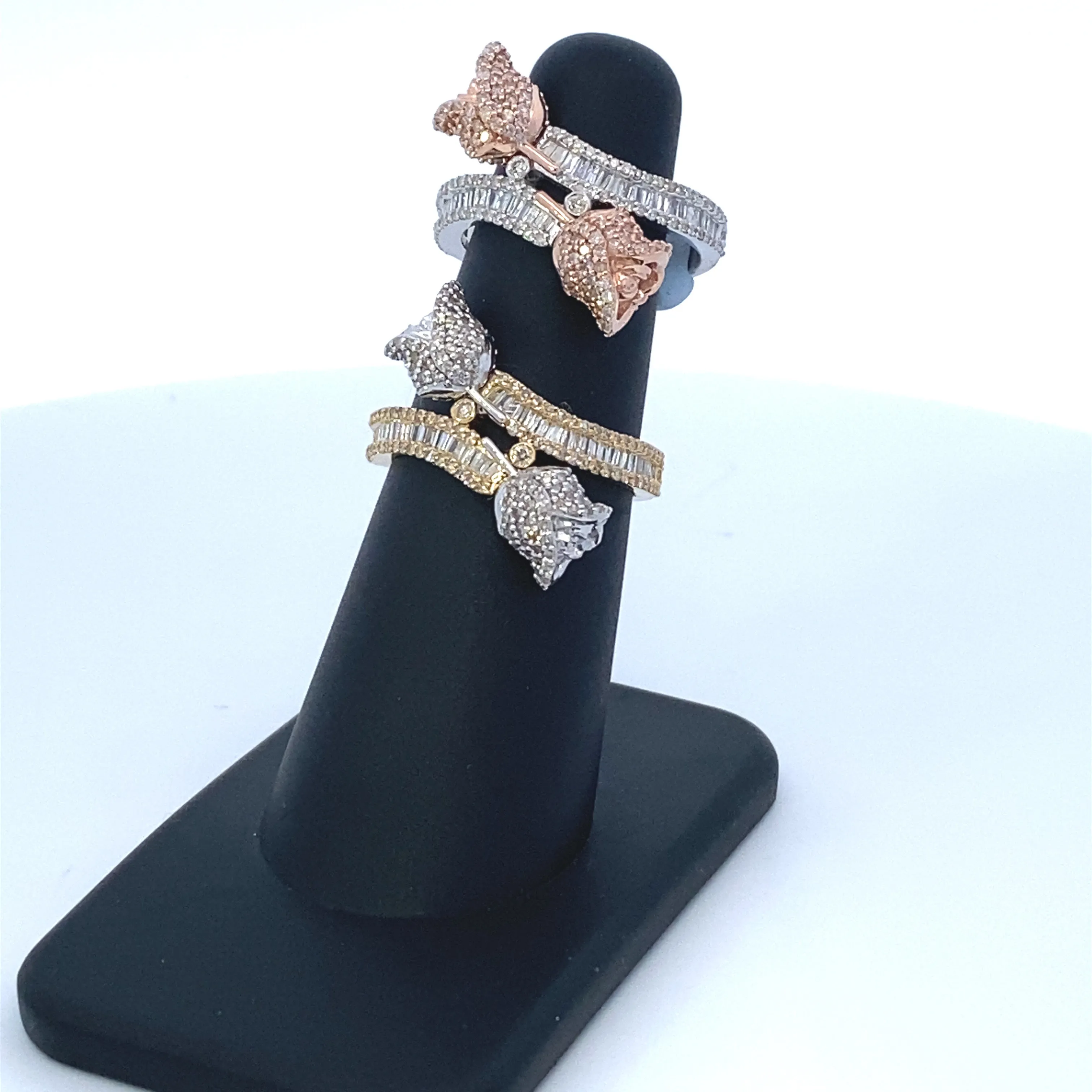 14K Diamond Baguette Flower Ring