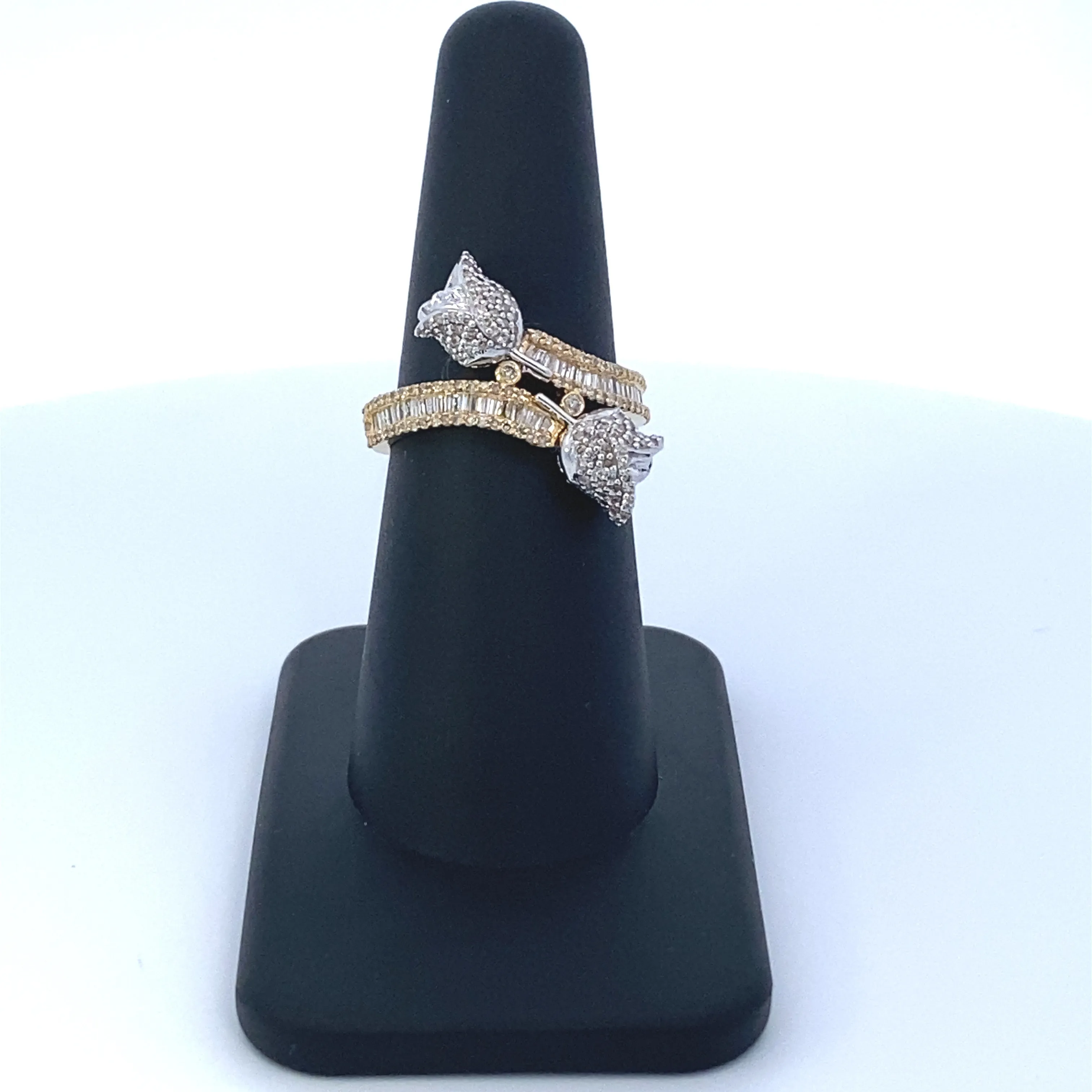 14K Diamond Baguette Flower Ring