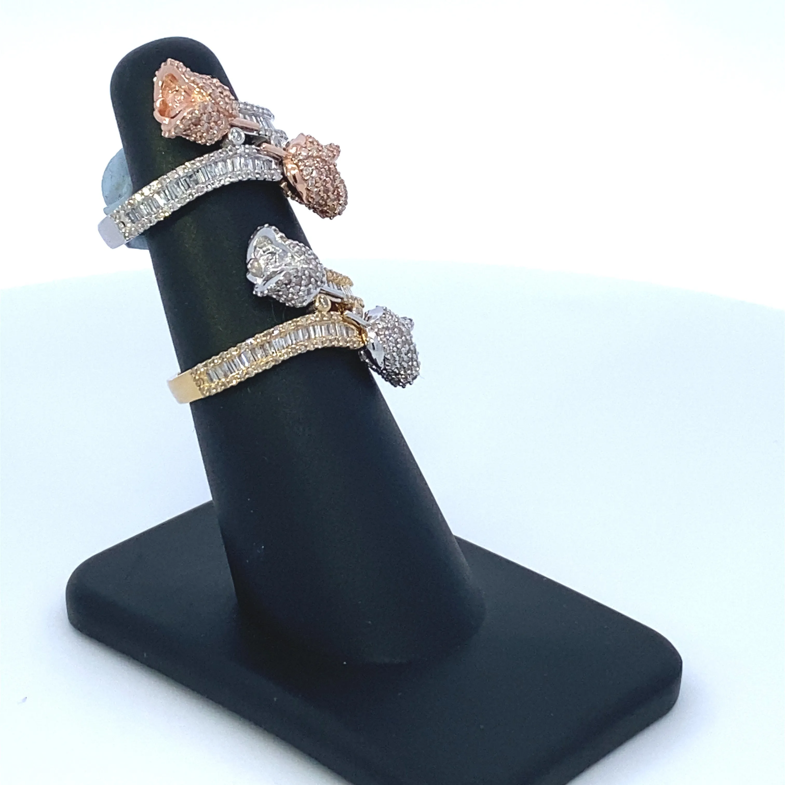 14K Diamond Baguette Flower Ring