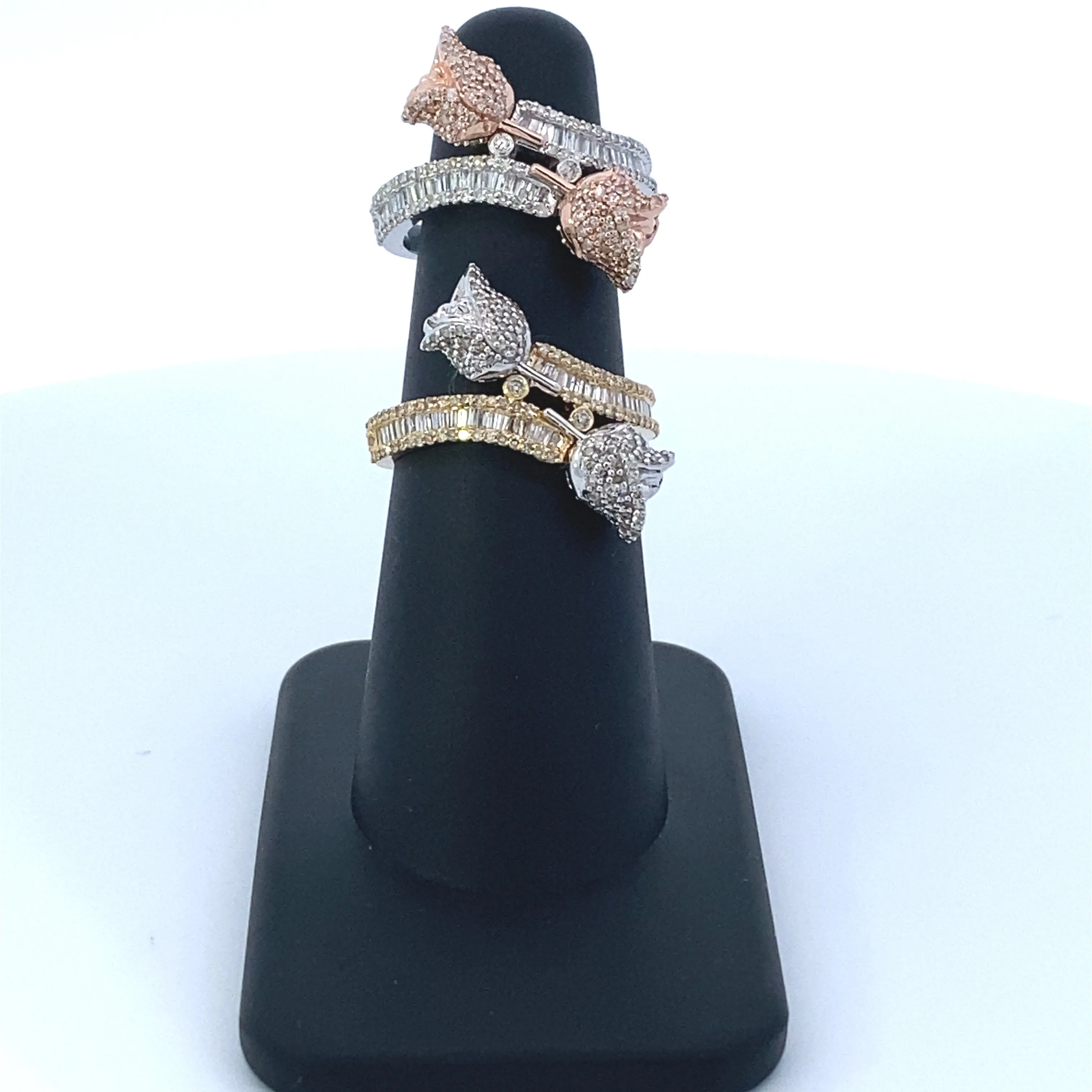 14K Diamond Baguette Flower Ring