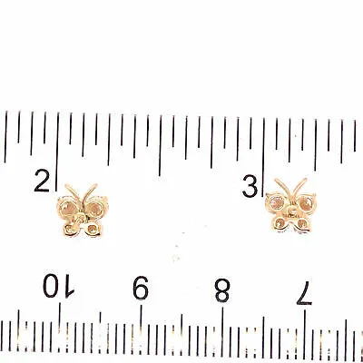 14K Diamond Butterfly Earrings Yellow Gold