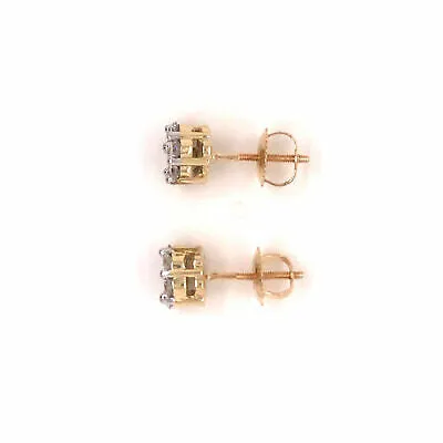 14K Diamond Cluster Earring Yellow Gold