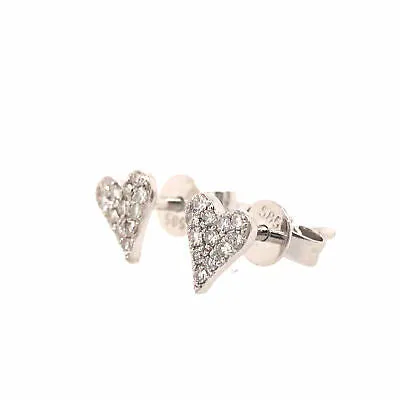 14K Diamond Pave Heart Shape Earring White Gold