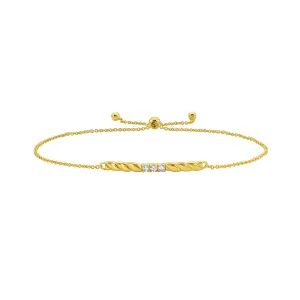 14K Diamond Twisted Bar Bracelet