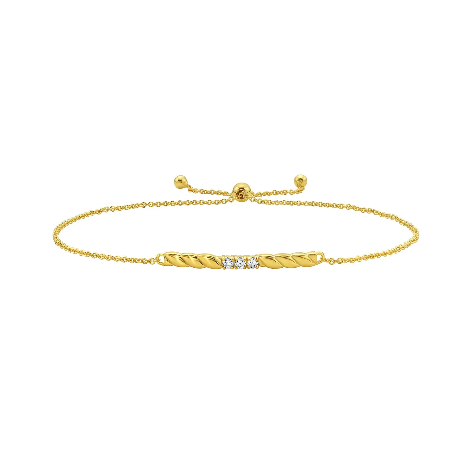 14K Diamond Twisted Bar Bracelet