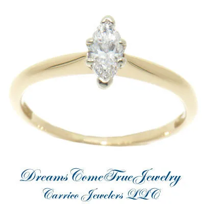 14K Gold 0.29 Carat Marquise Diamond Engagement Ring