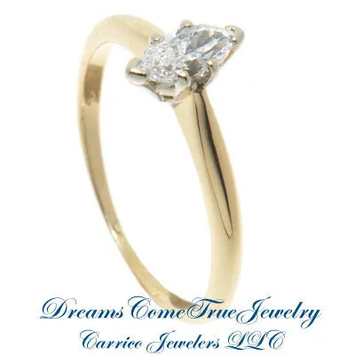 14K Gold 0.29 Carat Marquise Diamond Engagement Ring