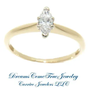 14K Gold 0.29 Carat Marquise Diamond Engagement Ring