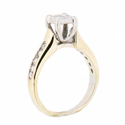 14K Gold 0.50 CTW Princess Cut Illusion Diamond Engagement Ring