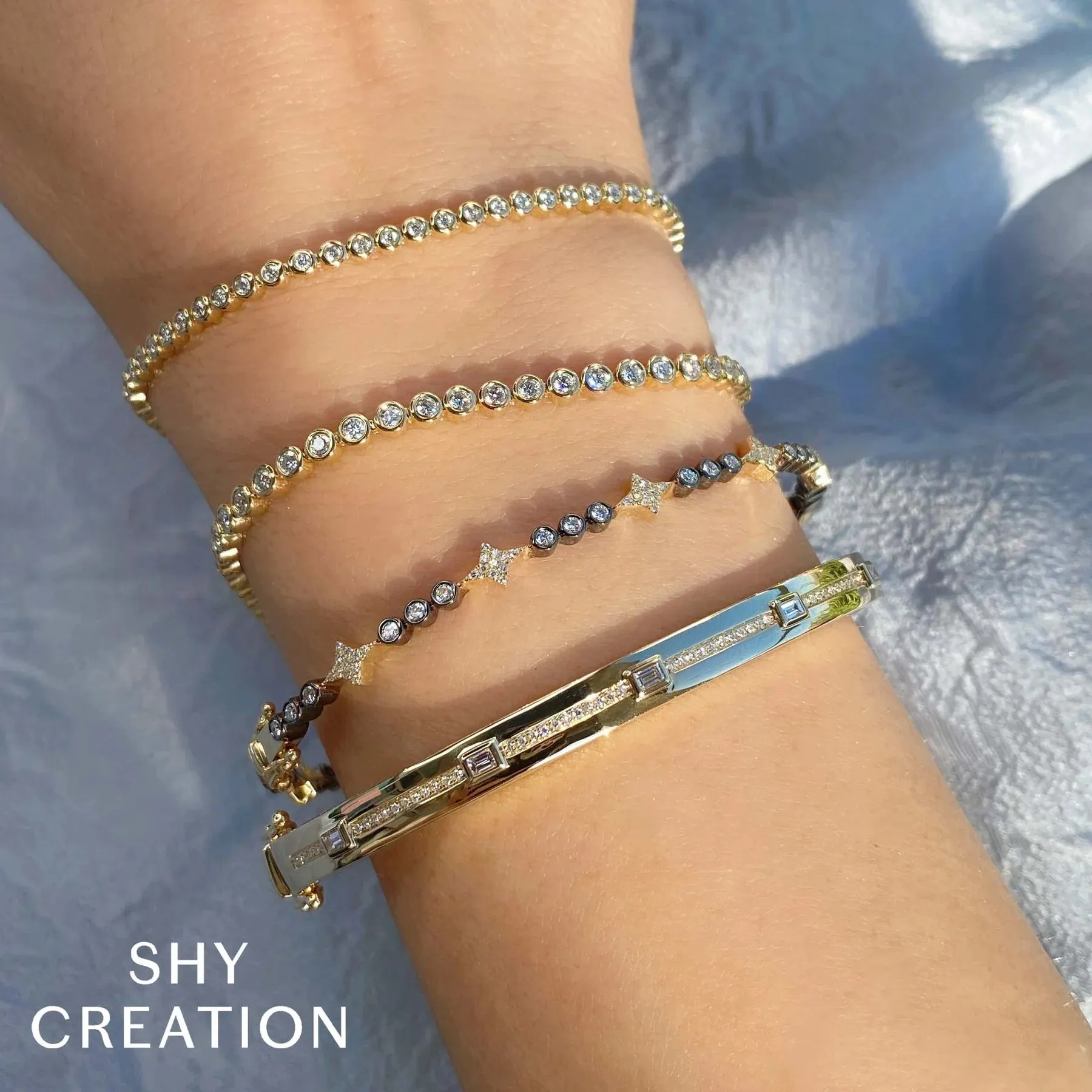 14K Gold 0.64 Carat Round Diamond Bezel Bracelet