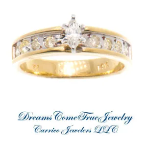 14K Gold 0.71 CTW Marquise Diamond Engagement Ring