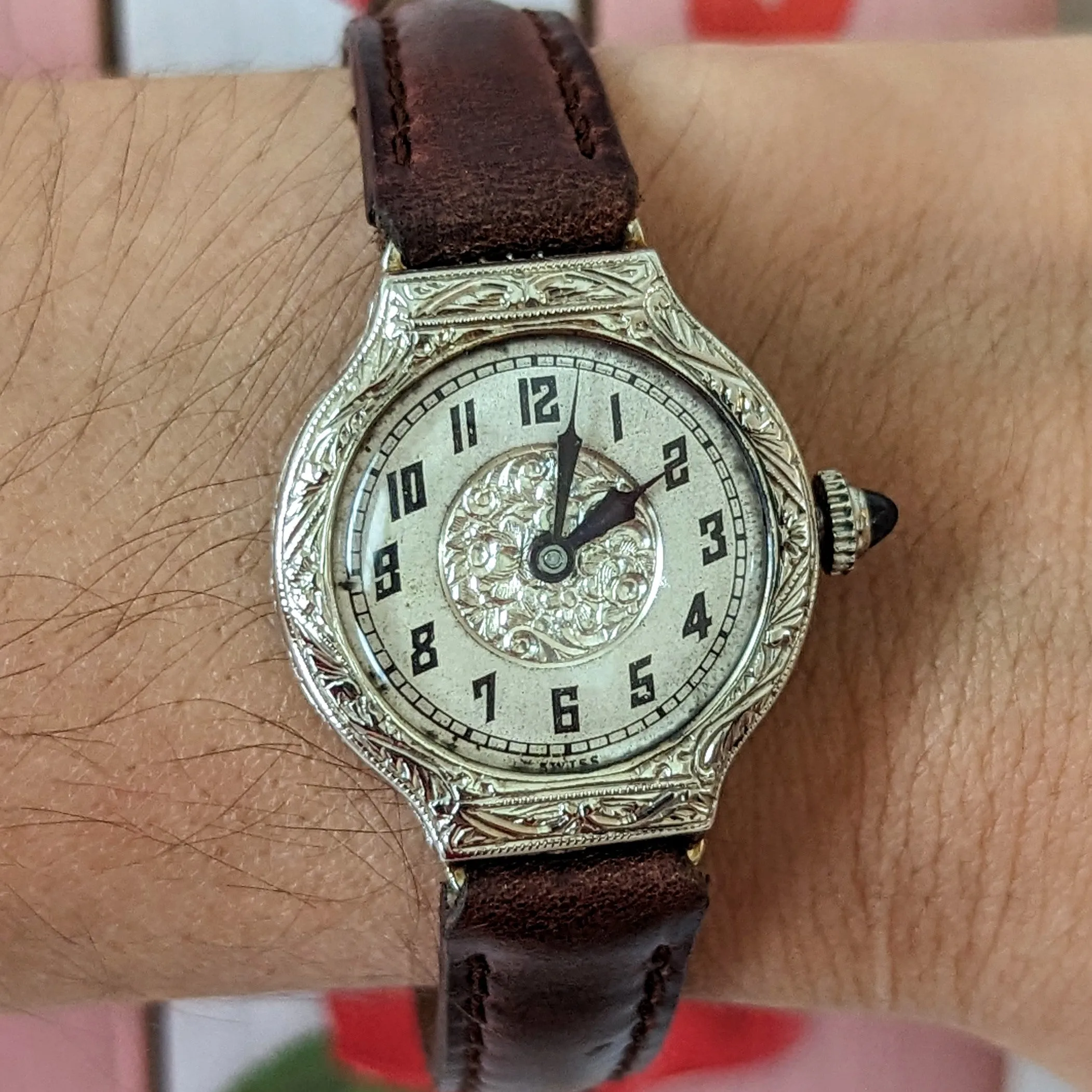 14K GOLD 1920s ART DECO Wristwatch by Erima Watch 15 Jewels 2 ADJ Swiss Made