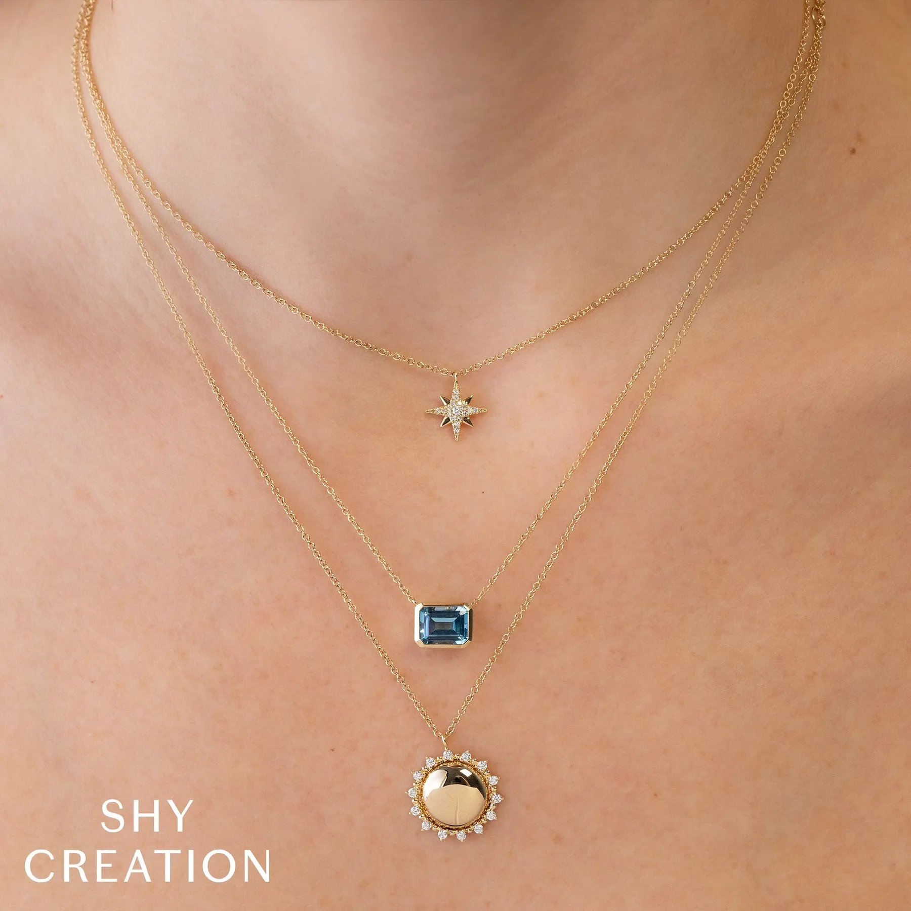 14K Gold 2.08 Carat Blue Topaz Bezel Pendant Necklace