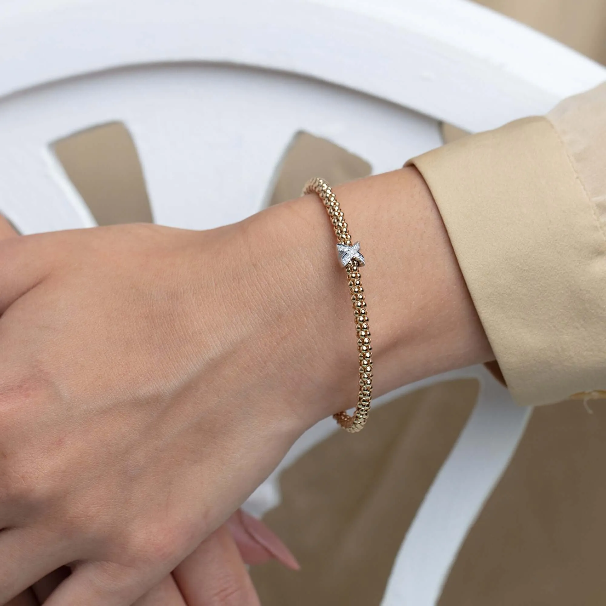 14K Gold & Diamond Prosecco Diamond X Bracelet