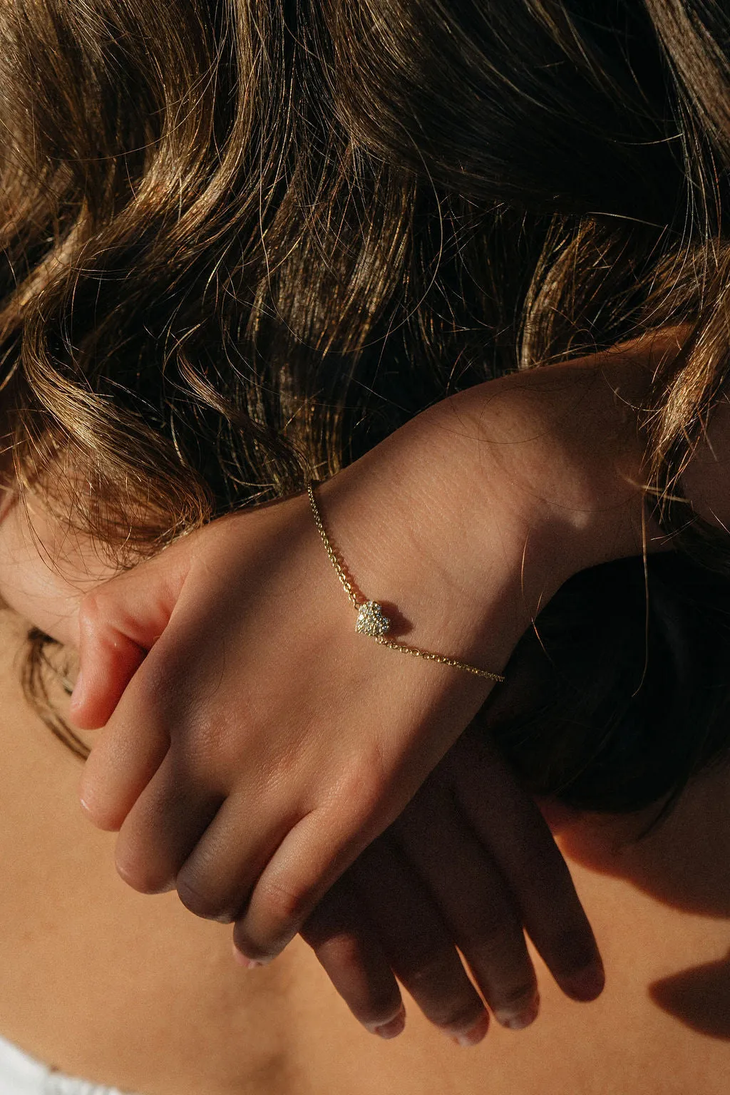 14k Gold Diamond Heart Bracelet (Baby/Child Size)