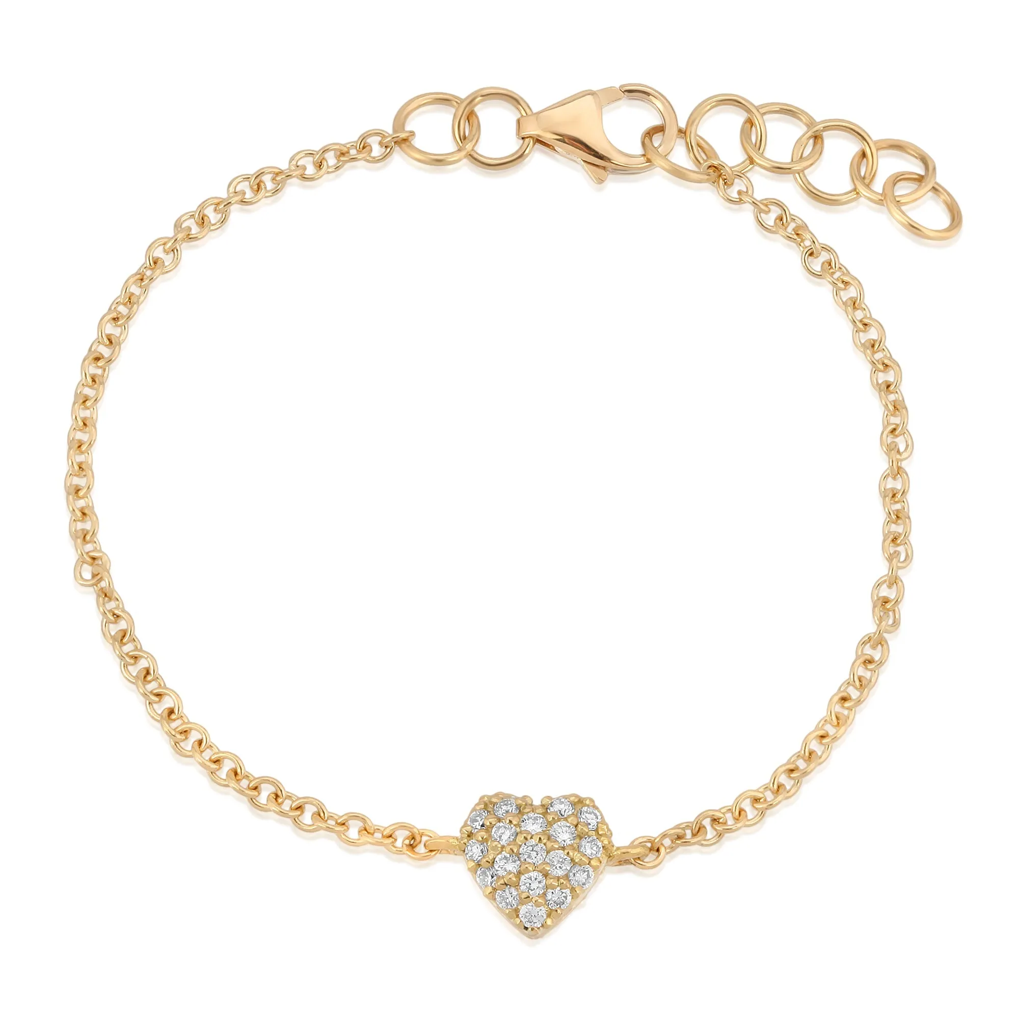 14k Gold Diamond Heart Bracelet (Baby/Child Size)