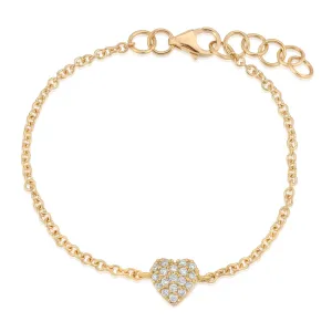 14k Gold Diamond Heart Bracelet (Baby/Child Size)