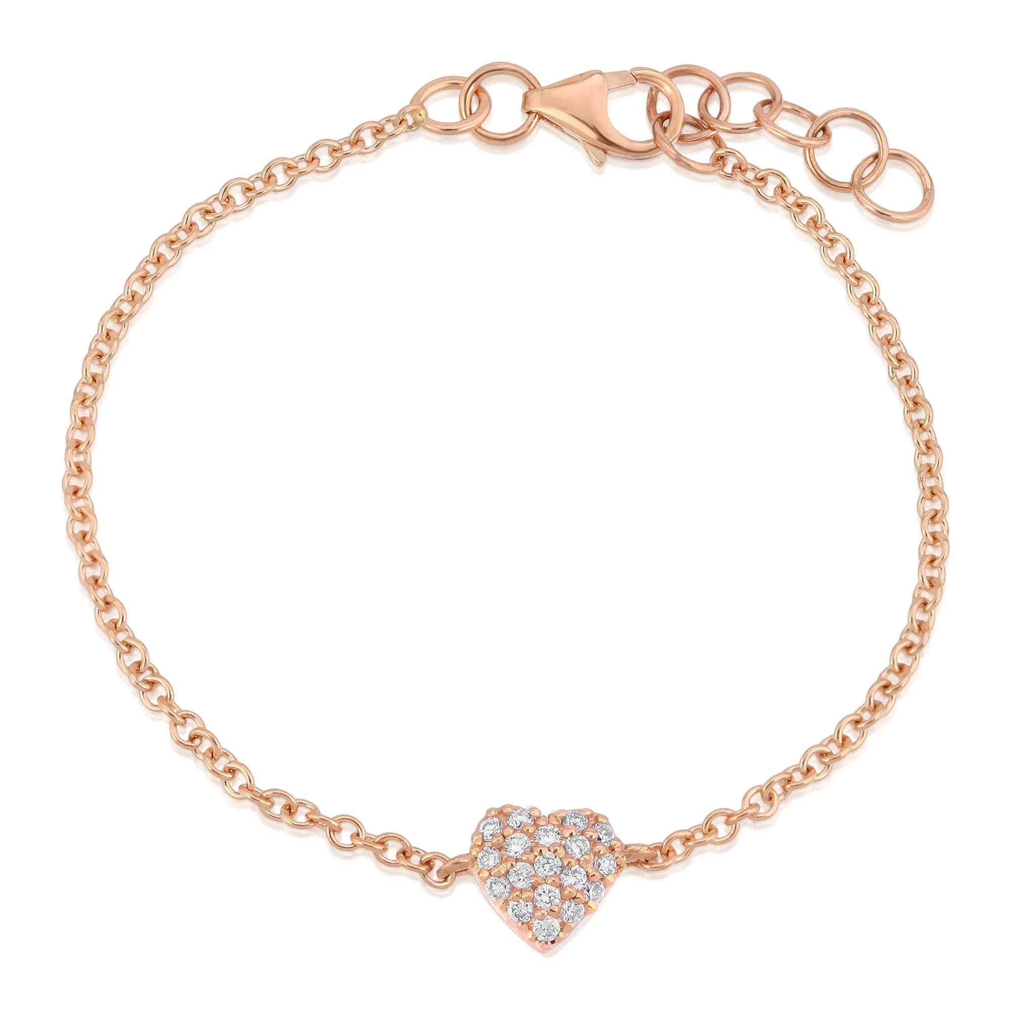 14k Gold Diamond Heart Bracelet (Baby/Child Size)