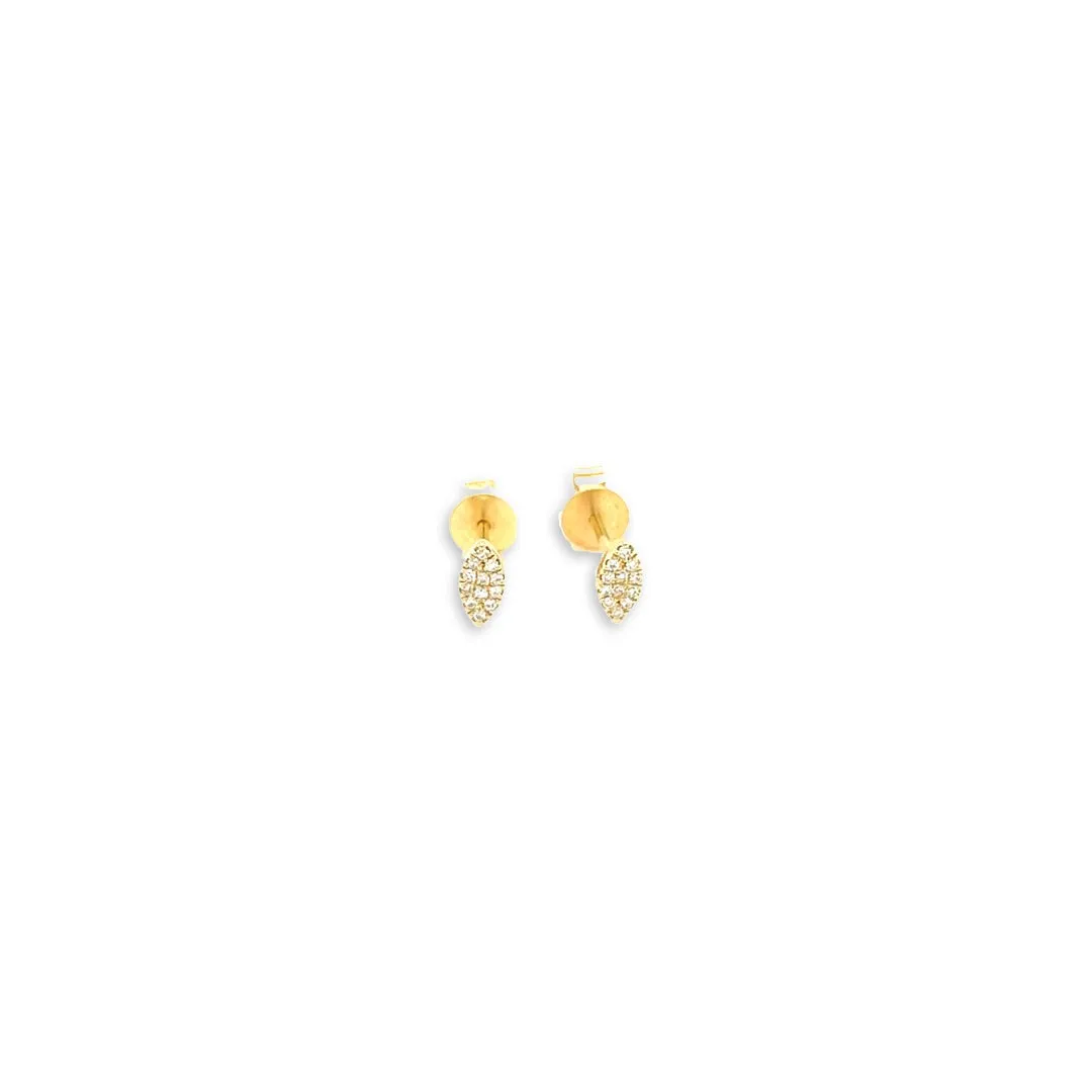 14K Gold Diamond Pave Marquise Stud Earrings