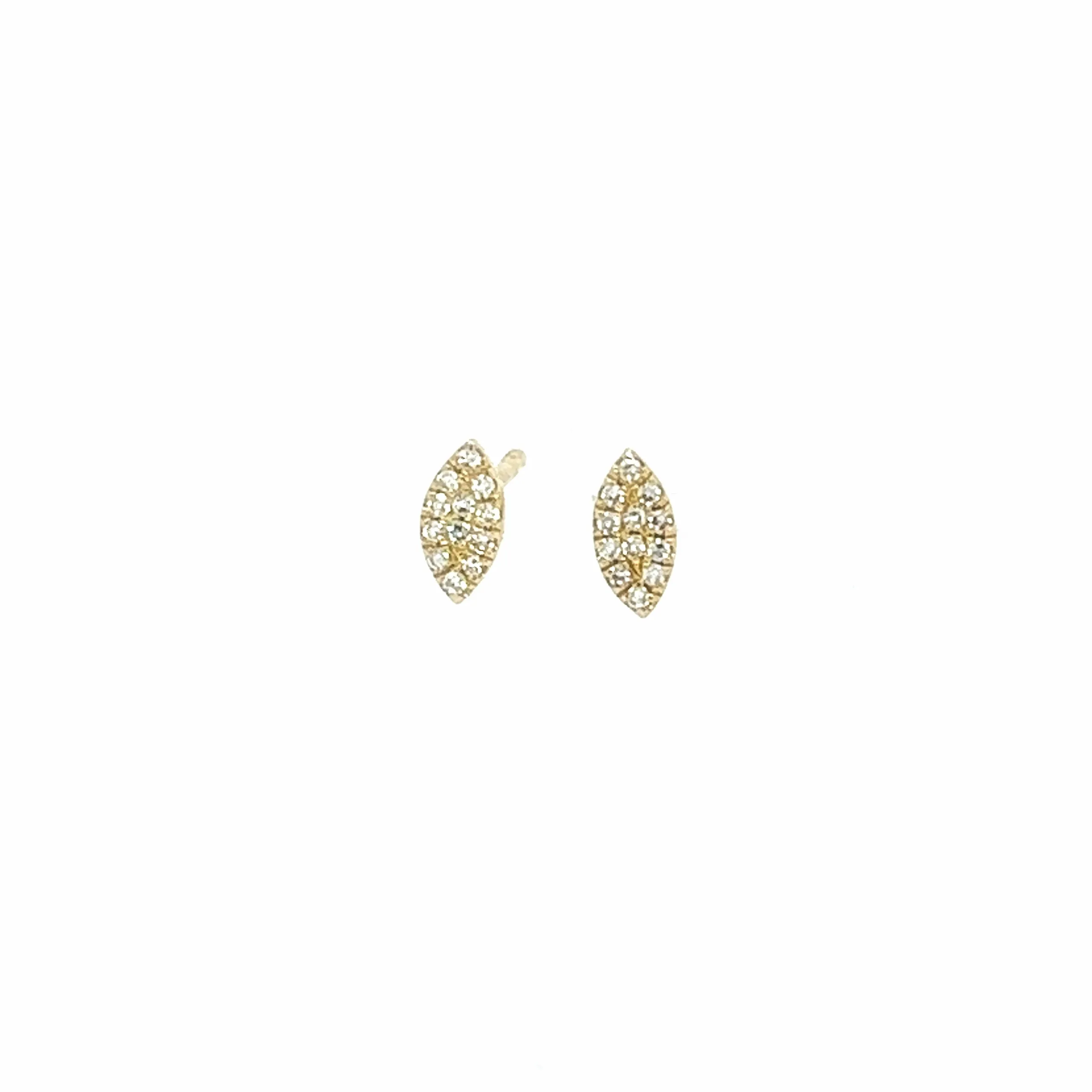 14K Gold Diamond Pave Marquise Stud Earrings