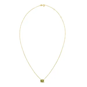 14K Gold Emerald Cut Peridot Necklace