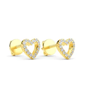 14K Gold Heart Earrings with Diamond