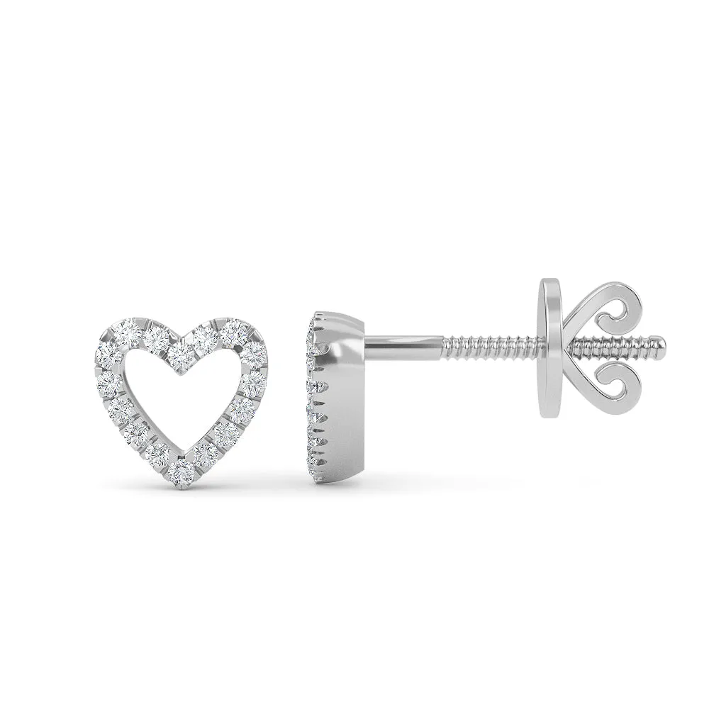 14K Gold Heart Earrings with Diamond