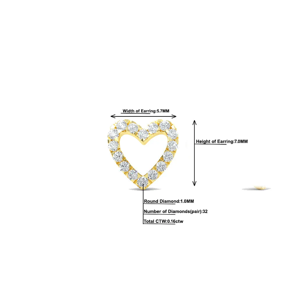 14K Gold Heart Earrings with Diamond