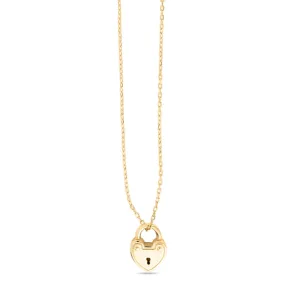 14K Gold Heart Padlock Pendant Necklace