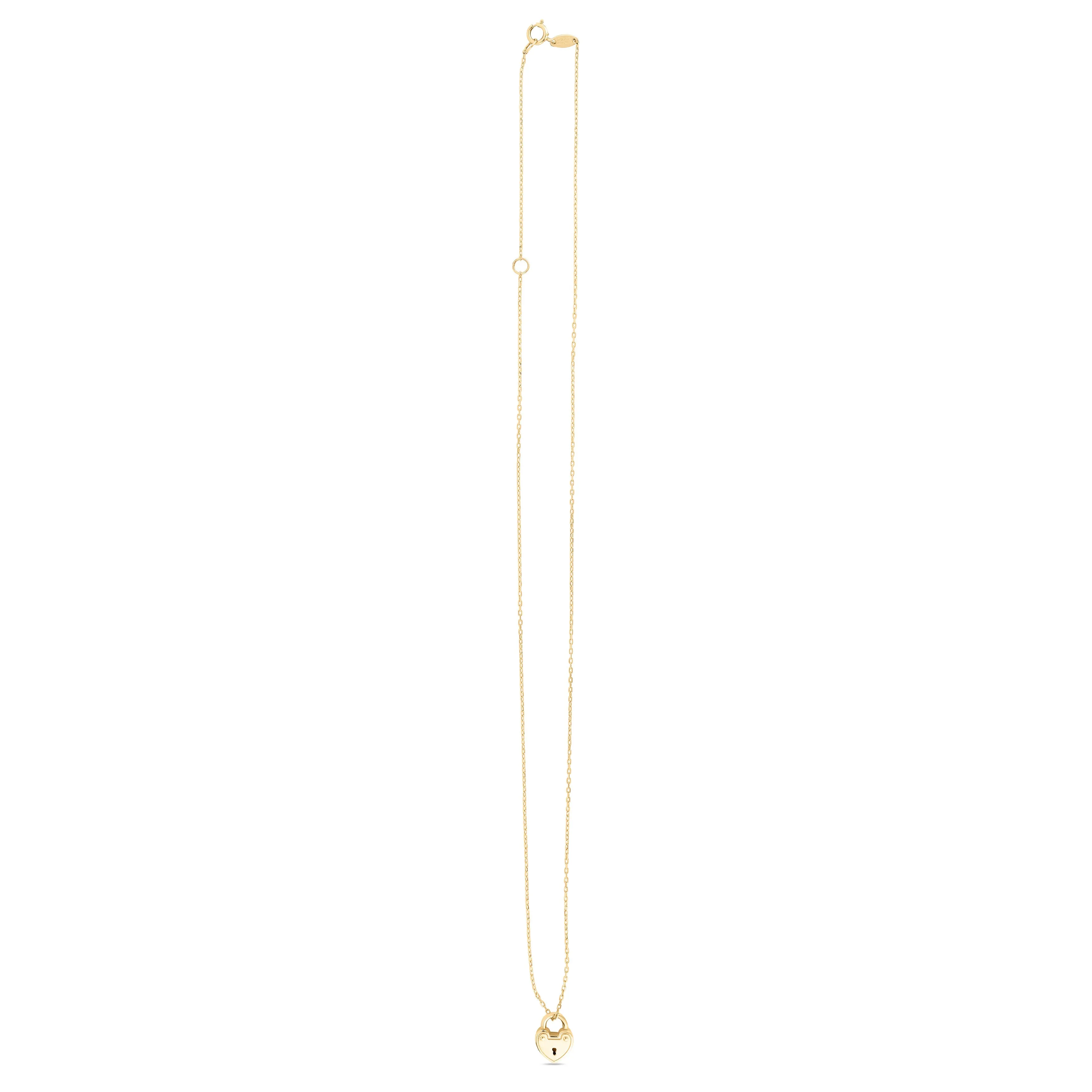 14K Gold Heart Padlock Pendant Necklace