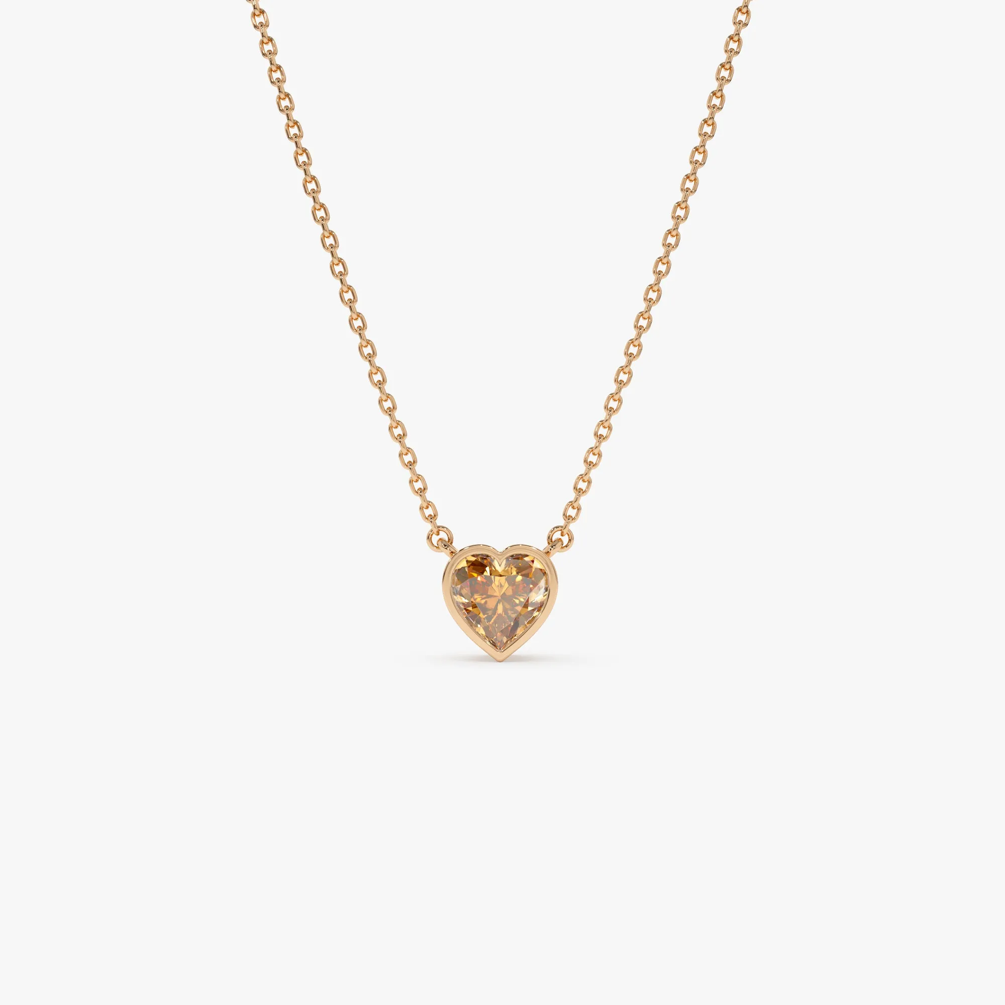 14K Gold Heart Shaped Citrine Layering Necklace