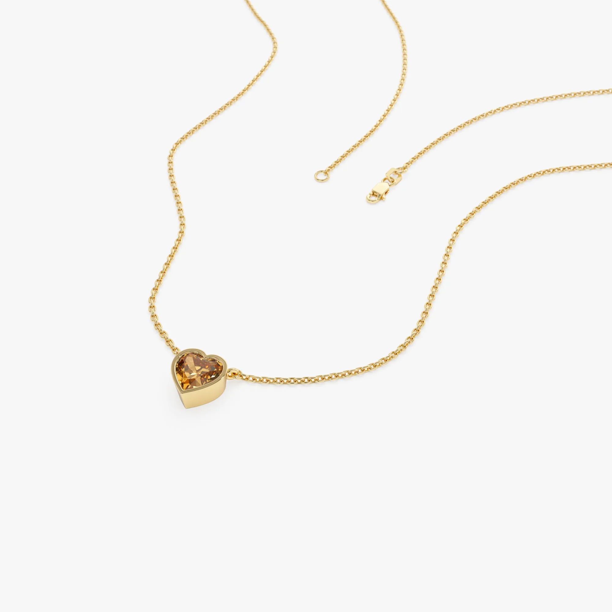 14K Gold Heart Shaped Citrine Layering Necklace