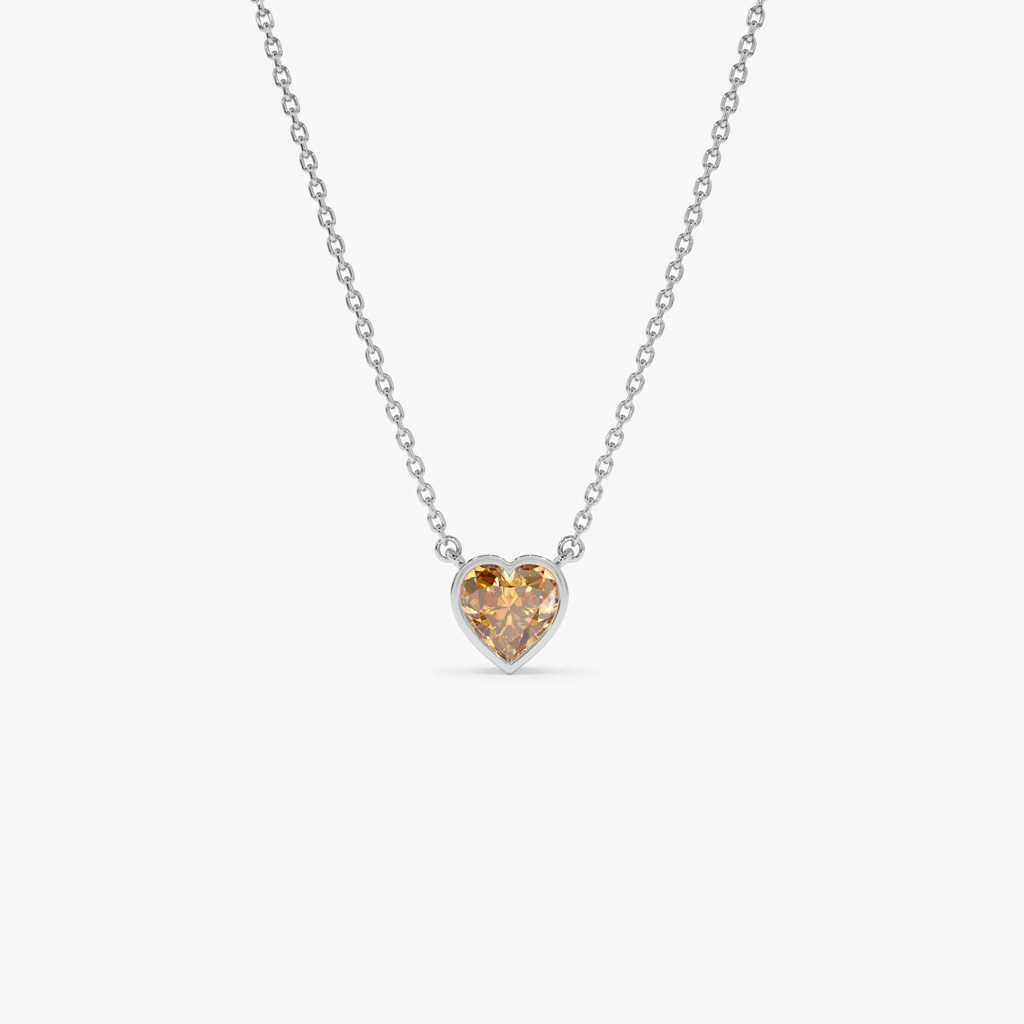14K Gold Heart Shaped Citrine Layering Necklace