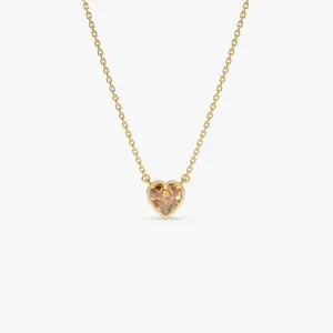 14K Gold Heart Shaped Citrine Layering Necklace