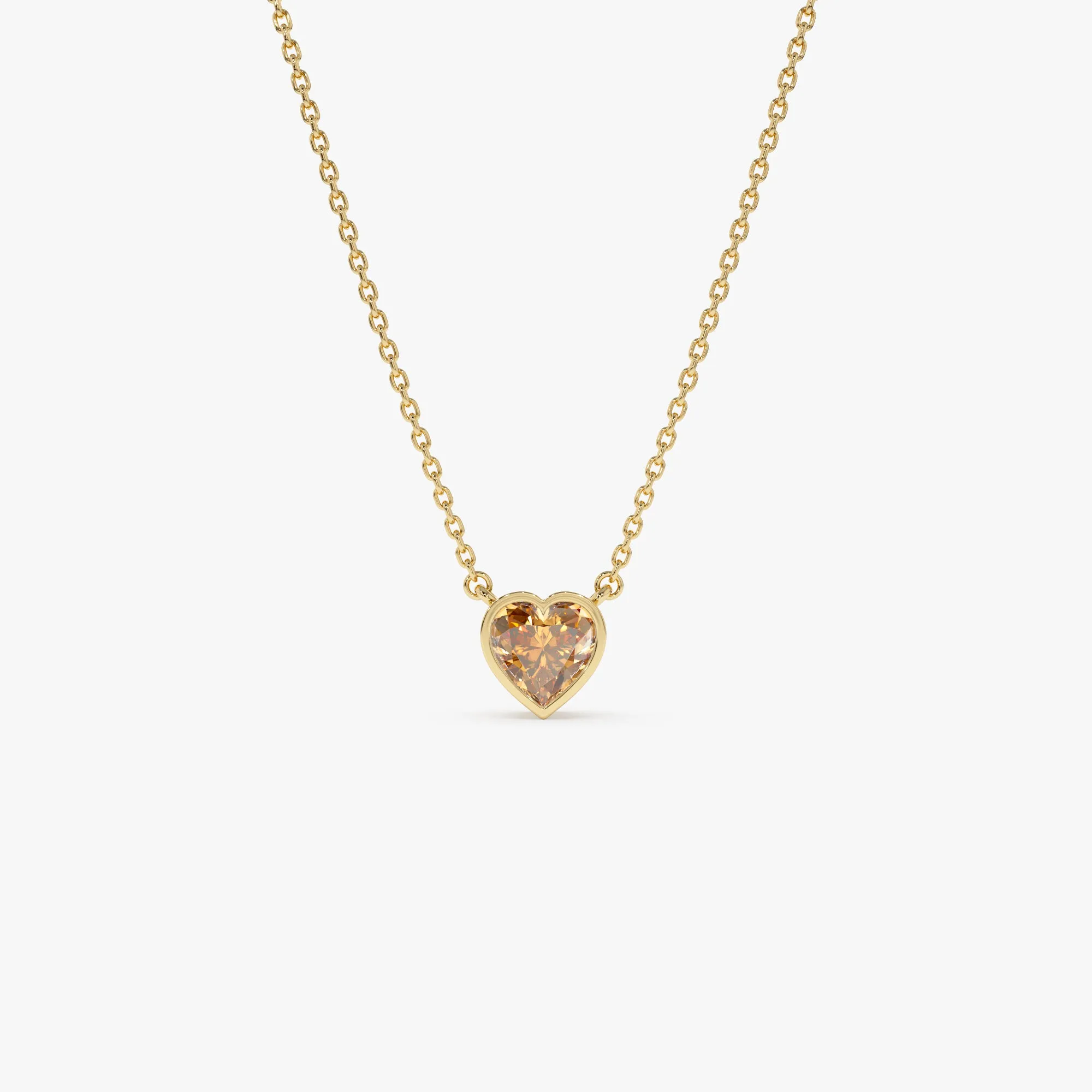14K Gold Heart Shaped Citrine Layering Necklace