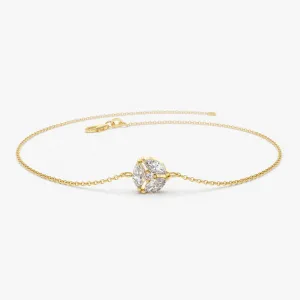 14K Gold Marquise Diamond Cluster Bracelet