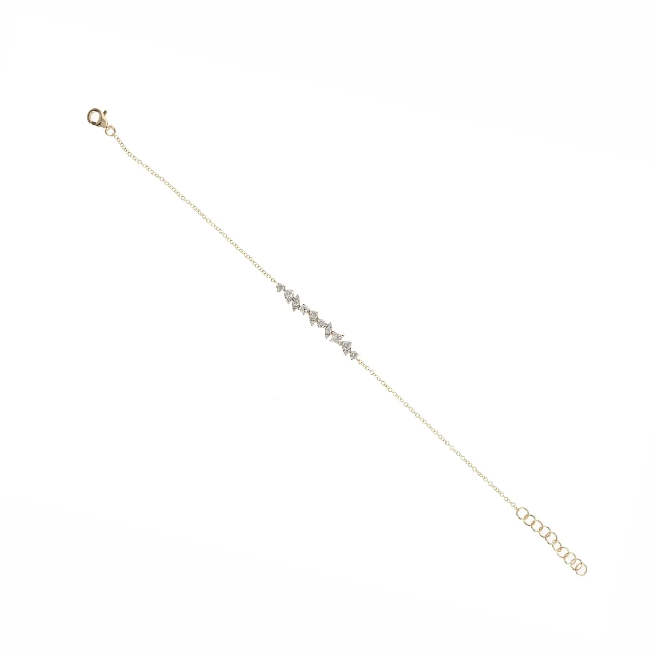 14K Gold Multi Shaped Illusion Diamond Chain Bracelet