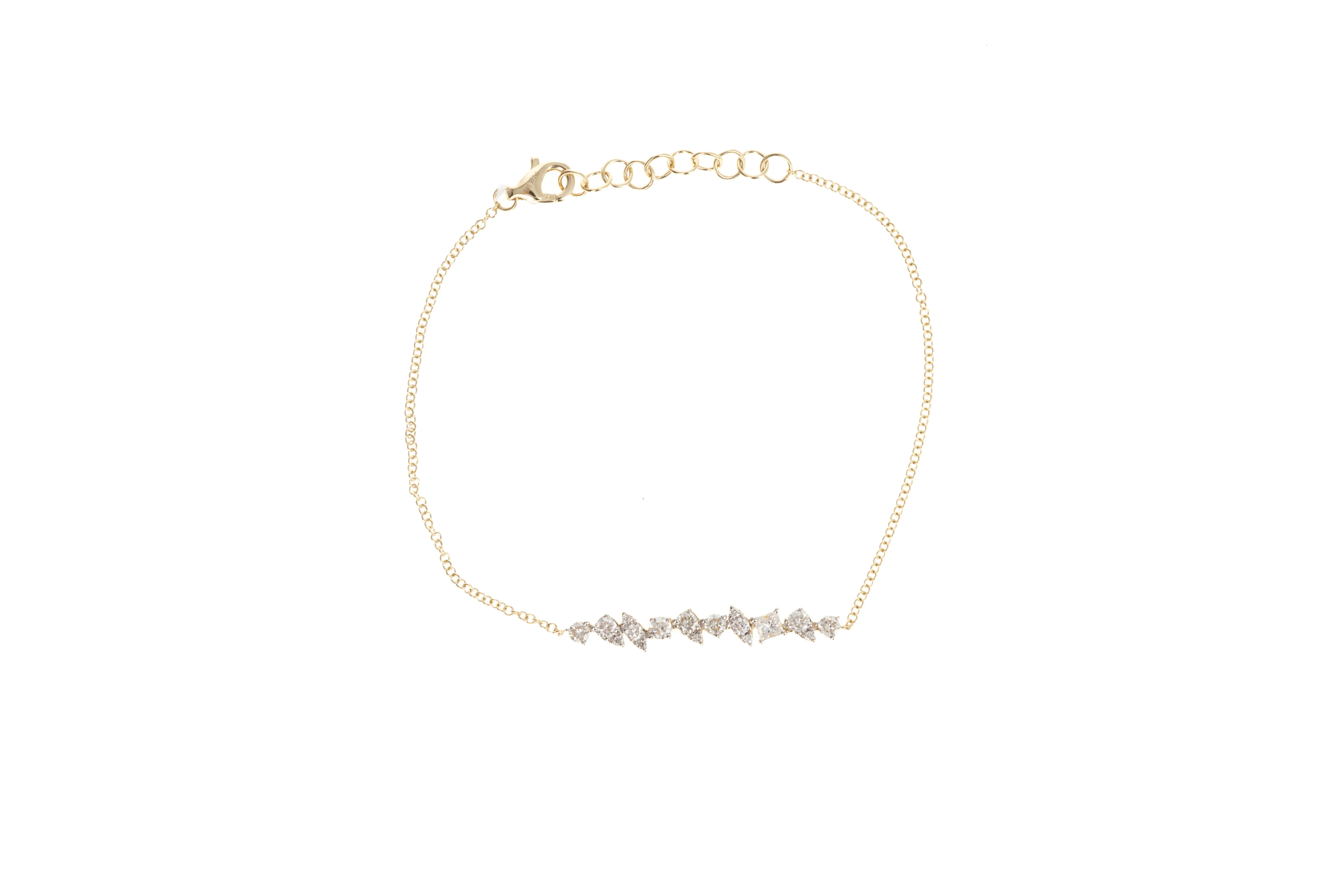 14K Gold Multi Shaped Illusion Diamond Chain Bracelet