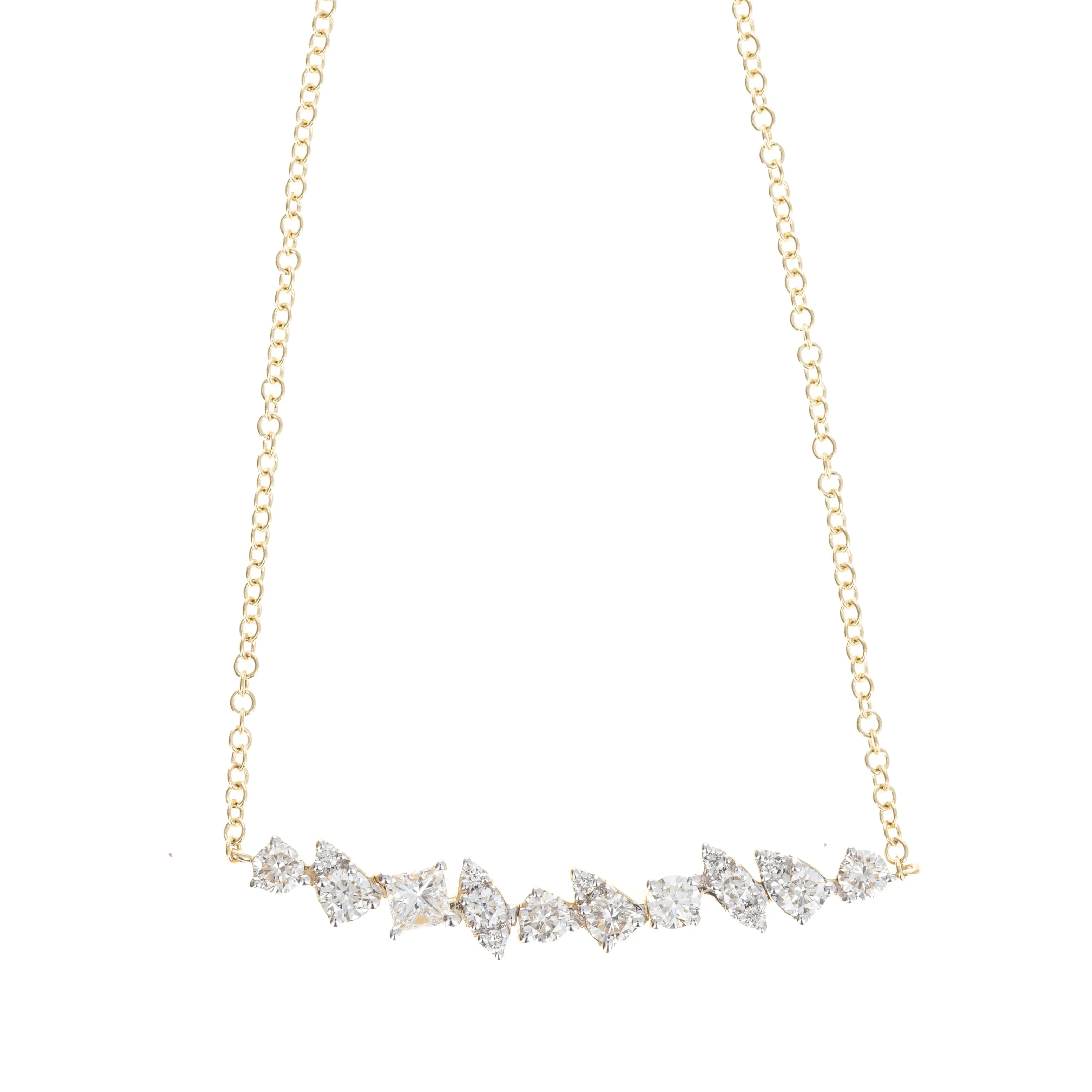 14K Gold Multi Shaped Illusion Diamond Chain Bracelet