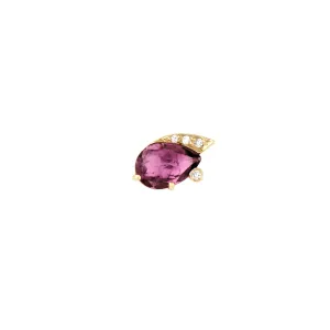 14K Gold Prong-Set Pink Tourmaline "Eyelash" Earring