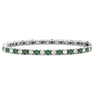 14k Gold Round Diamond Emerald Tennis Bracelet (4.0.cts.tw)
