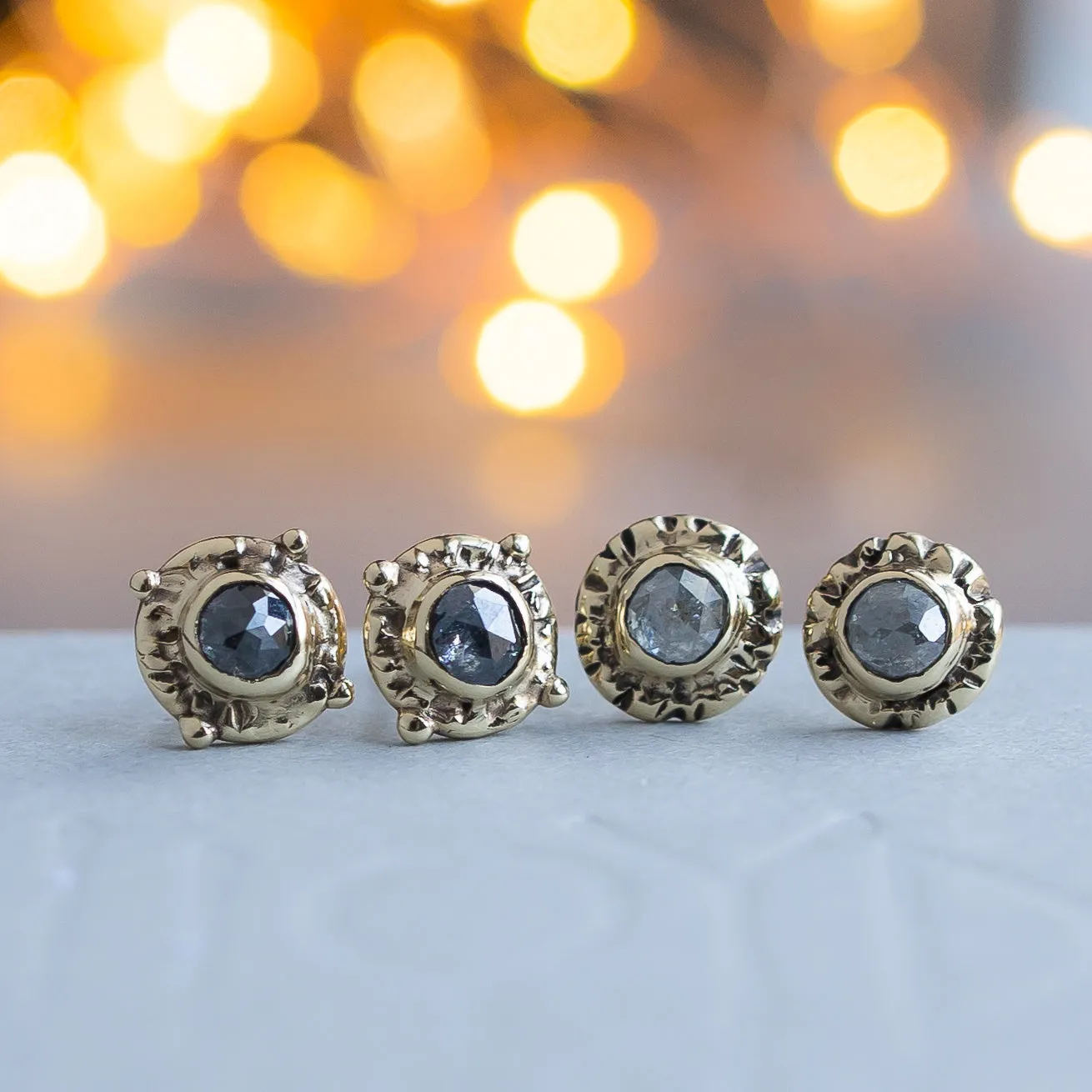 14k Gold Salt & Pepper Diamond Studs