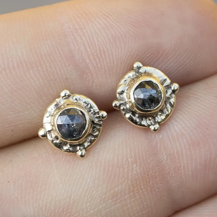 14k Gold Salt & Pepper Diamond Studs