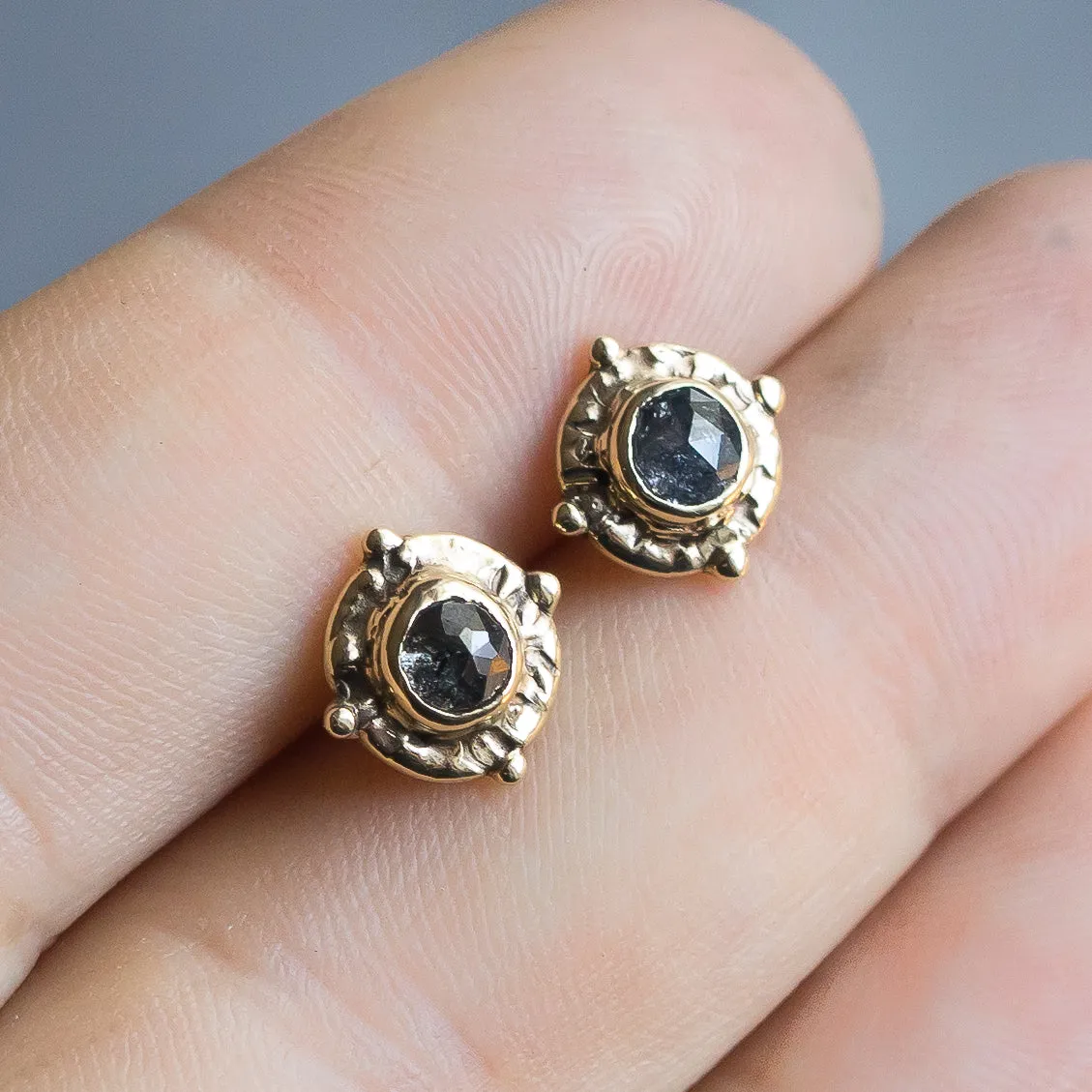 14k Gold Salt & Pepper Diamond Studs