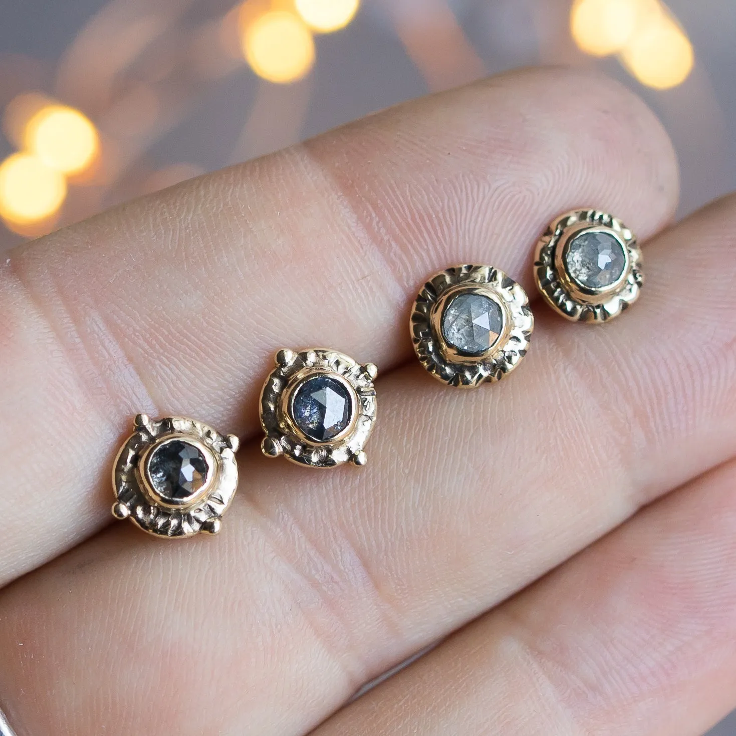 14k Gold Salt & Pepper Diamond Studs
