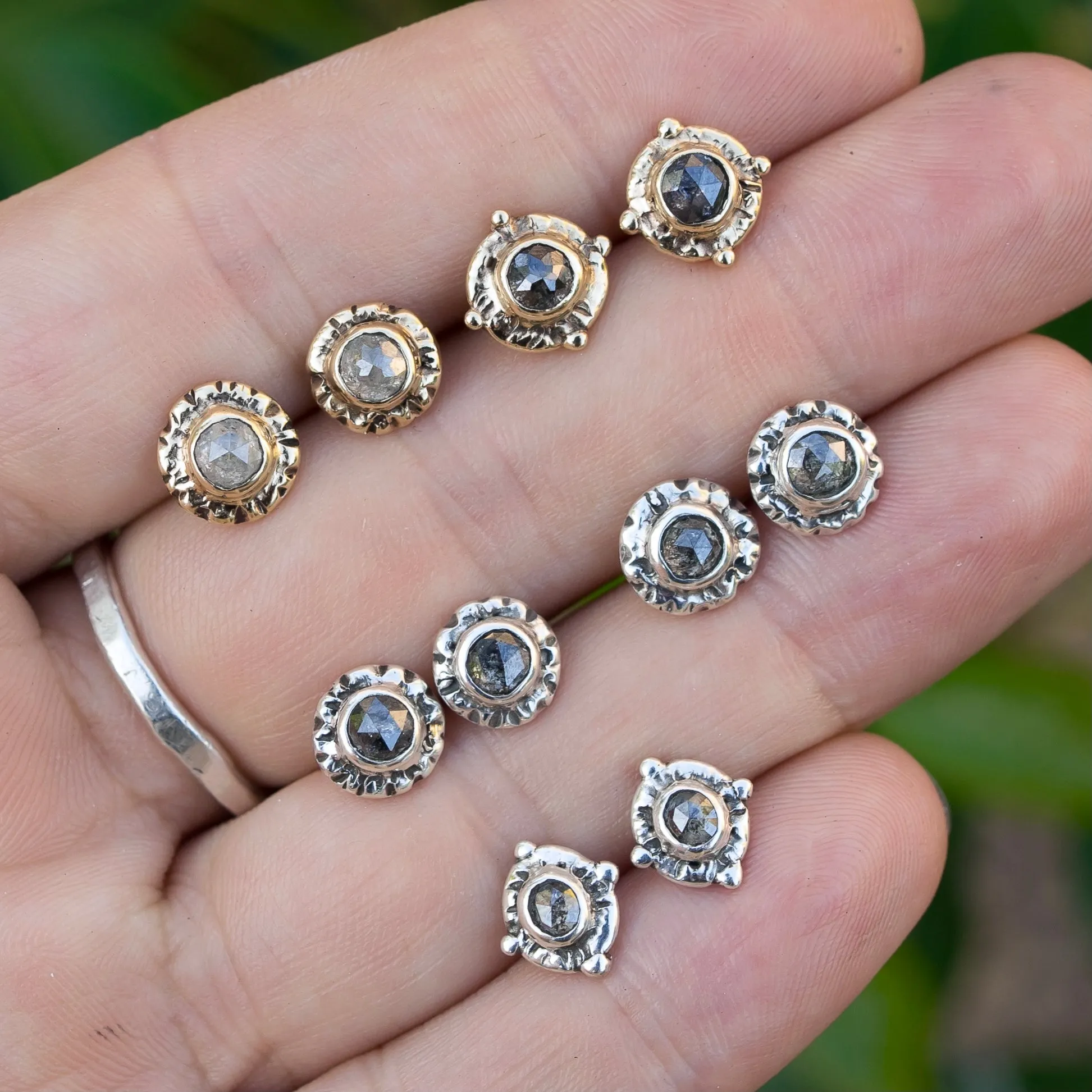 14k Gold Salt & Pepper Diamond Studs